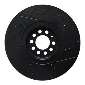 Audi TT Quattro Brake Rotor (1) - Front Left - R1 Concepts - Drilled & Slotted - Black - `04-`06